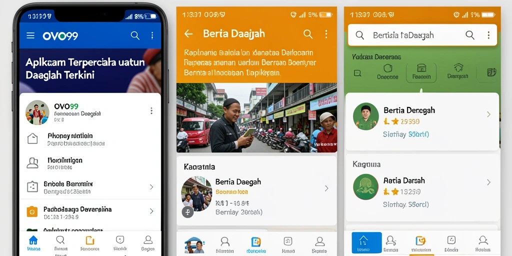 Tampilan antarmuka OVO99 dengan berbagai pilihan berita daerah.