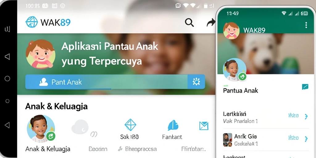 Antarmuka aplikasi WAK89 untuk memantau anak secara efektif.
