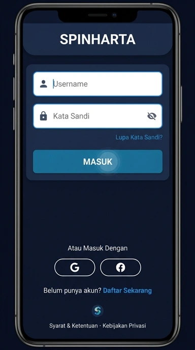 Tampilan halaman login spinharta